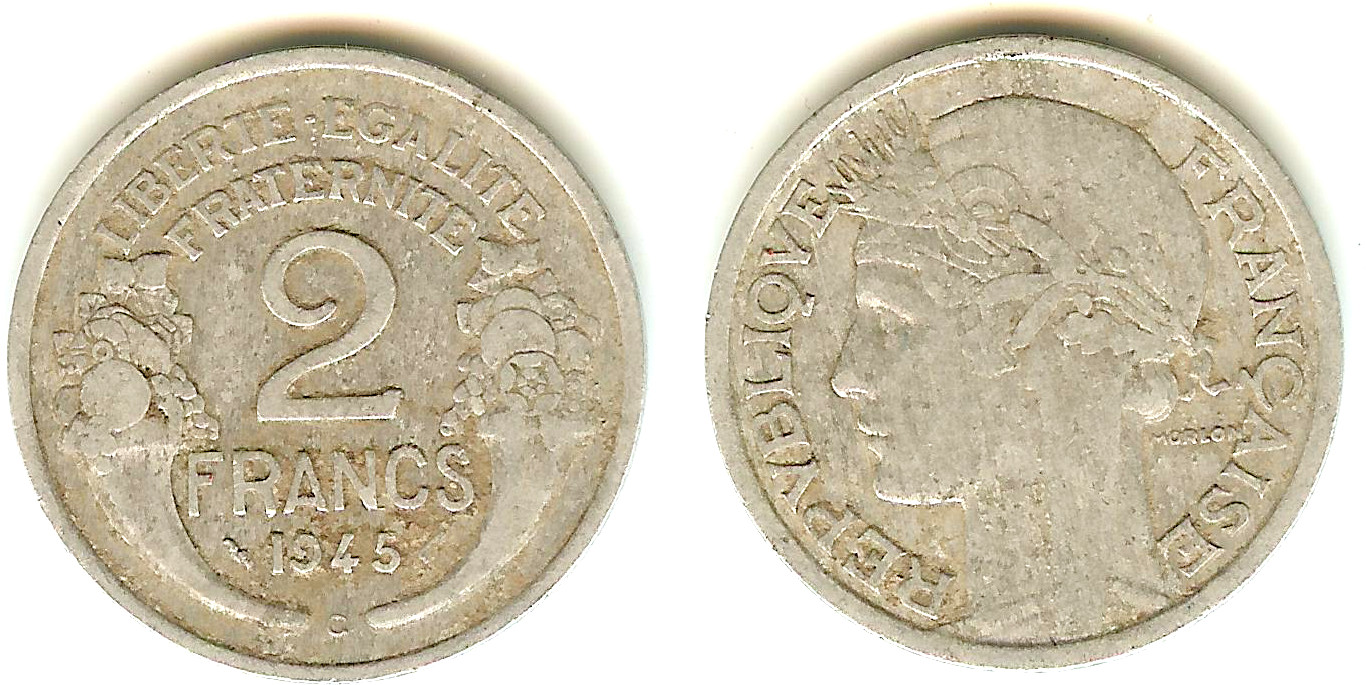2 Francs Morlon 1945C TB